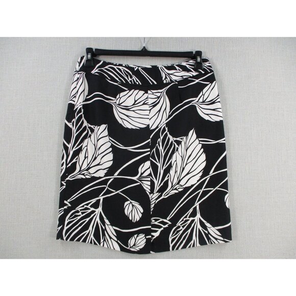 Ann Taylor Loft Womens Black & White Floral Print Skirt Size 8 - Picture 7 of 9